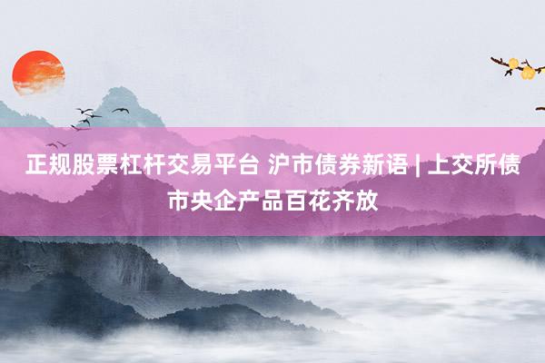 正规股票杠杆交易平台 沪市债券新语 | 上交所债市央企产品百花齐放