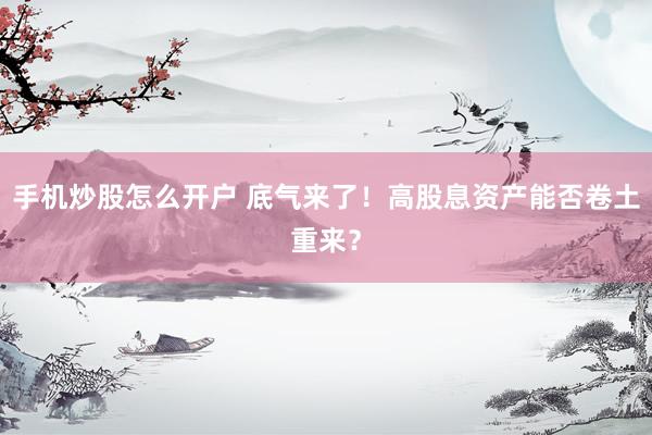 手机炒股怎么开户 底气来了！高股息资产能否卷土重来？