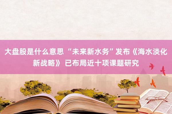 大盘股是什么意思 “未来新水务”发布《海水淡化新战略》 已布局近十项课题研究