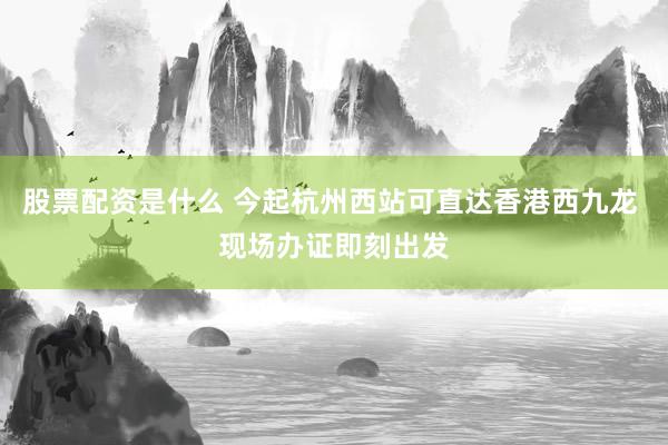 股票配资是什么 今起杭州西站可直达香港西九龙 现场办证即刻出发