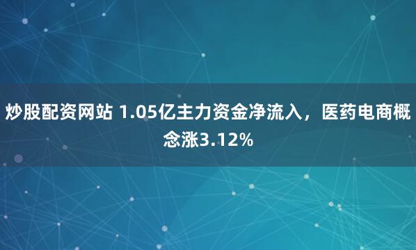炒股配资网站 1.05亿主力资金净流入，医药电商概念涨3.12%