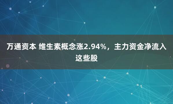 万通资本 维生素概念涨2.94%，主力资金净流入这些股