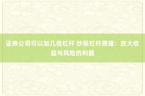 证券公司可以加几倍杠杆 炒股杠杆原理：放大收益与风险的利器